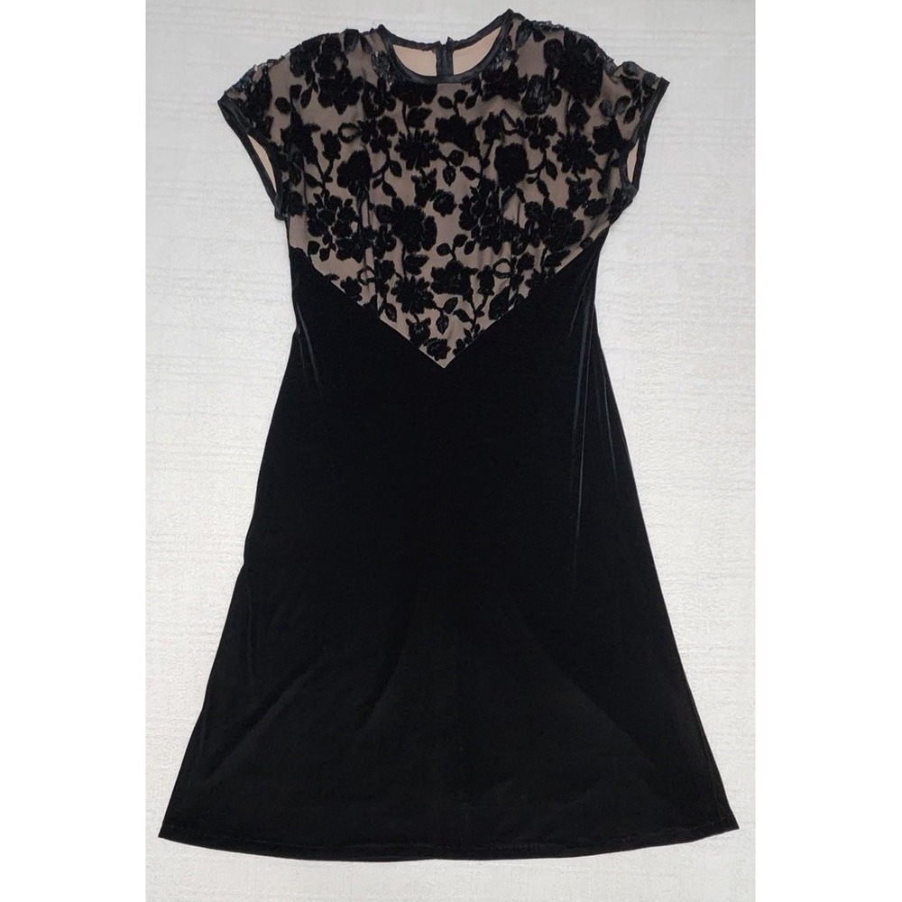 Jeffrey & Dara Evenings by Tom Barra Velvet Gown Sz 12 Black Whimsigoth Vintage